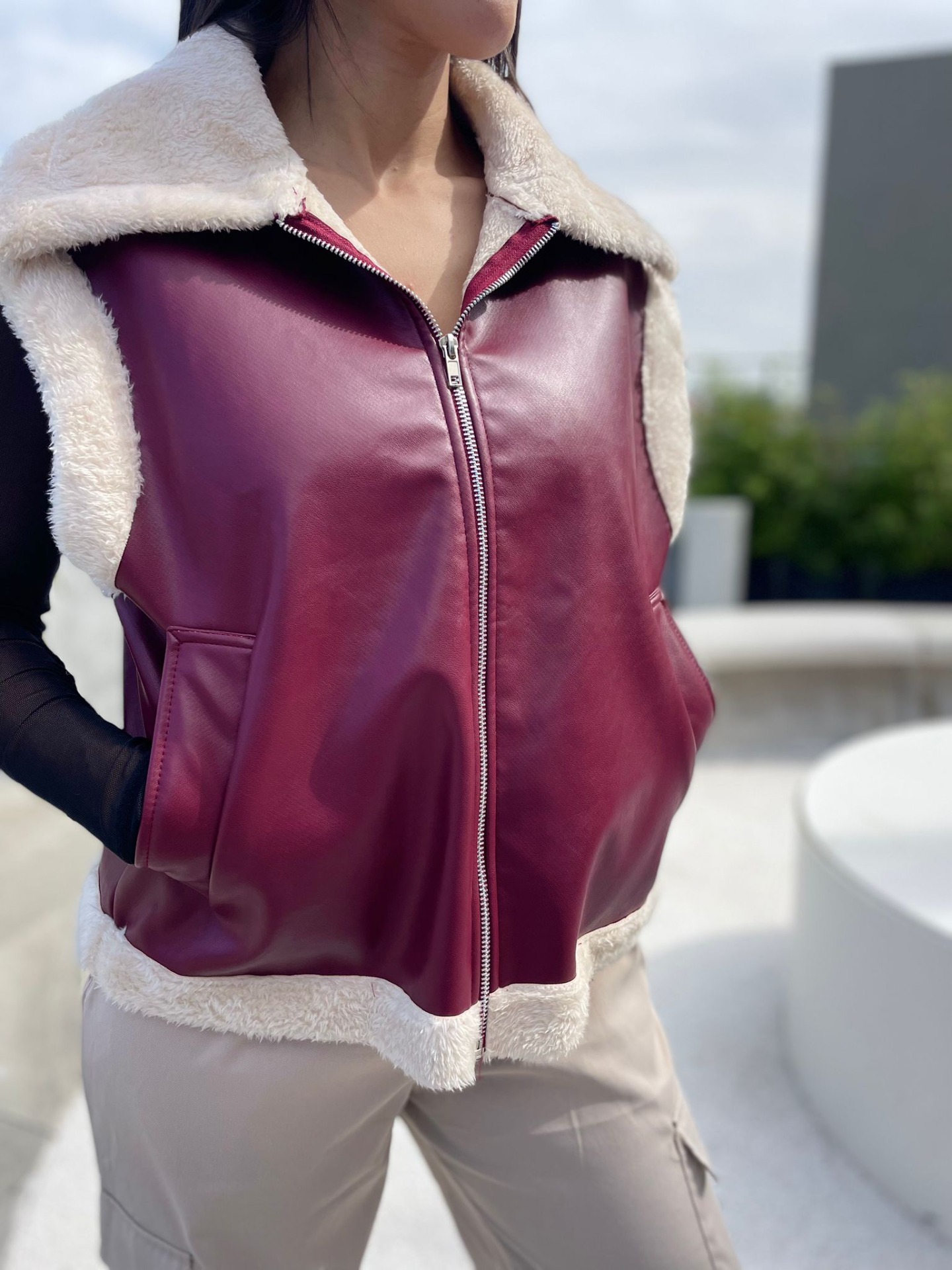 CHALECO FLORA - COLOR BORDO